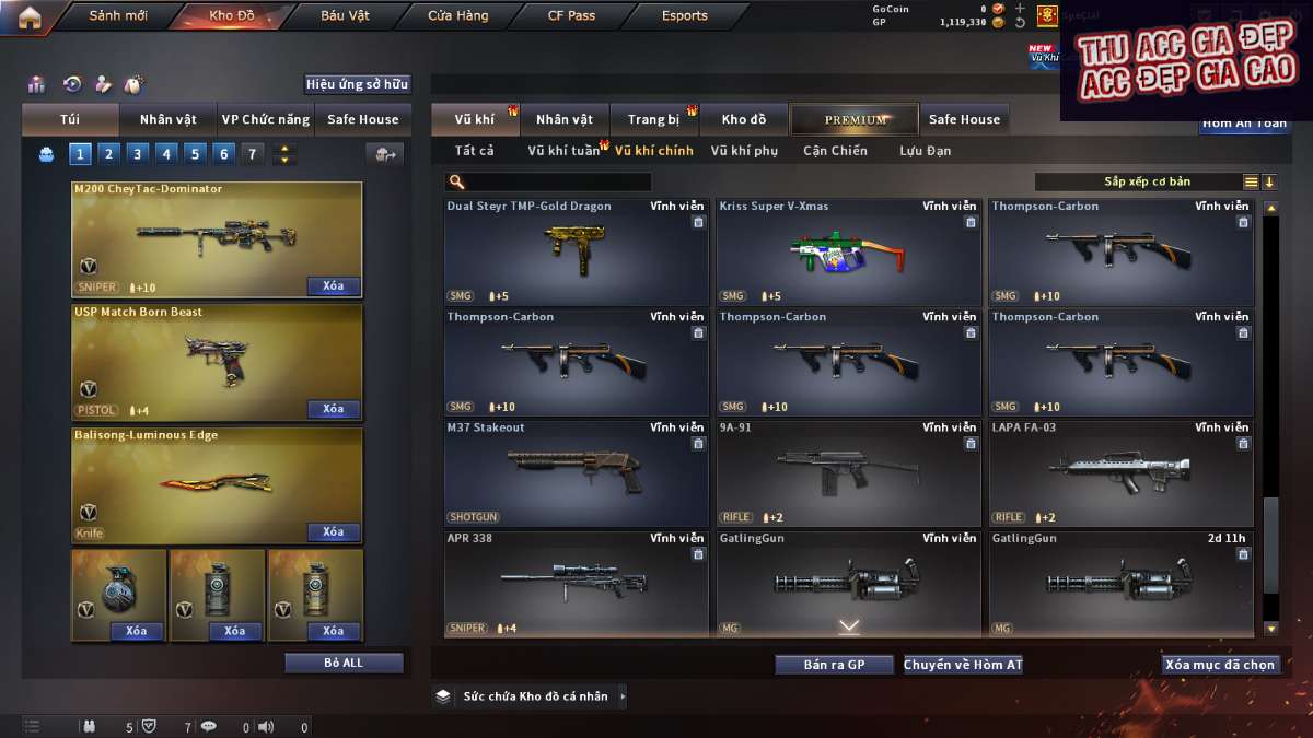 shop acc cf uy tin gia re